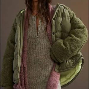 Anthropologie NEW Coat puffer Sherpa Teddy Bear Pilcro